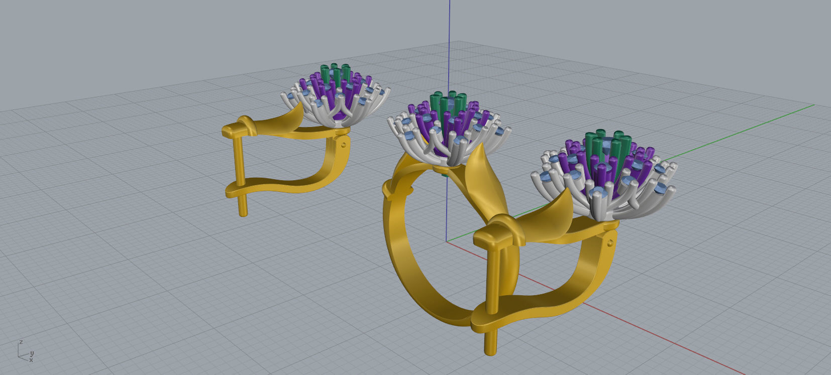 Ring and Earrings Diamond jewelry set 3d print model A77 3D print model_16