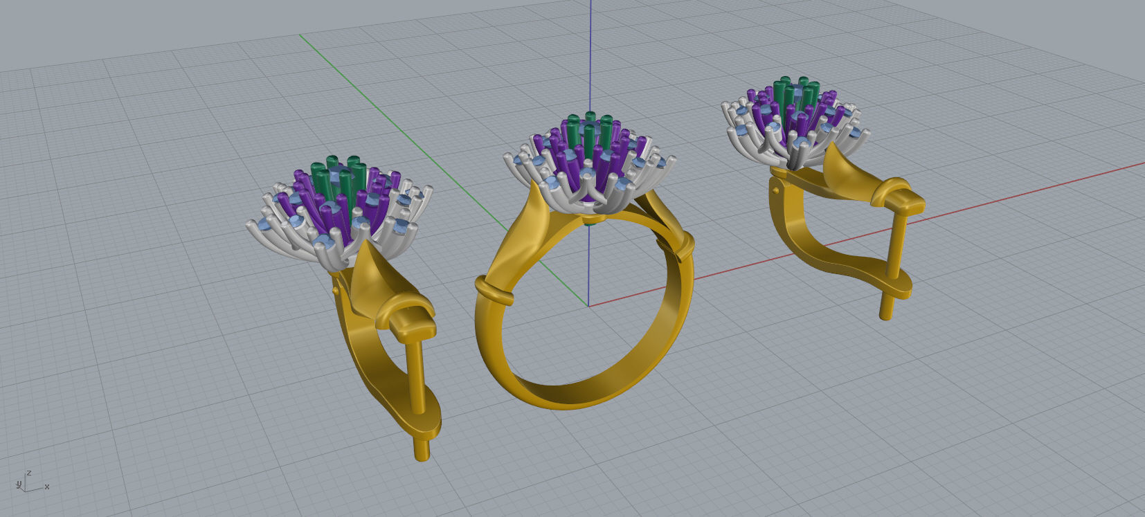 Ring and Earrings Diamond jewelry set 3d print model A77 3D print model_15