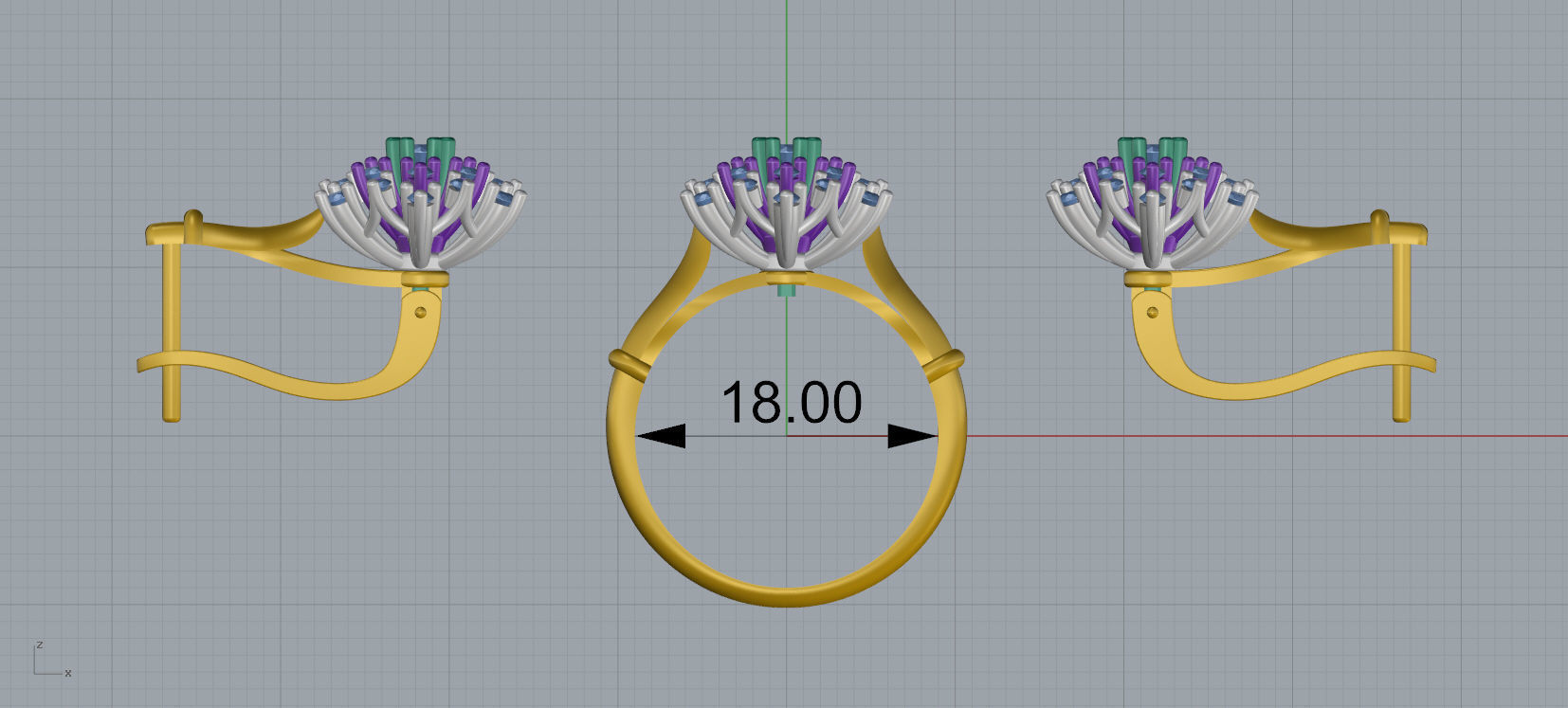 Ring and Earrings Diamond jewelry set 3d print model A77 3D print model_12