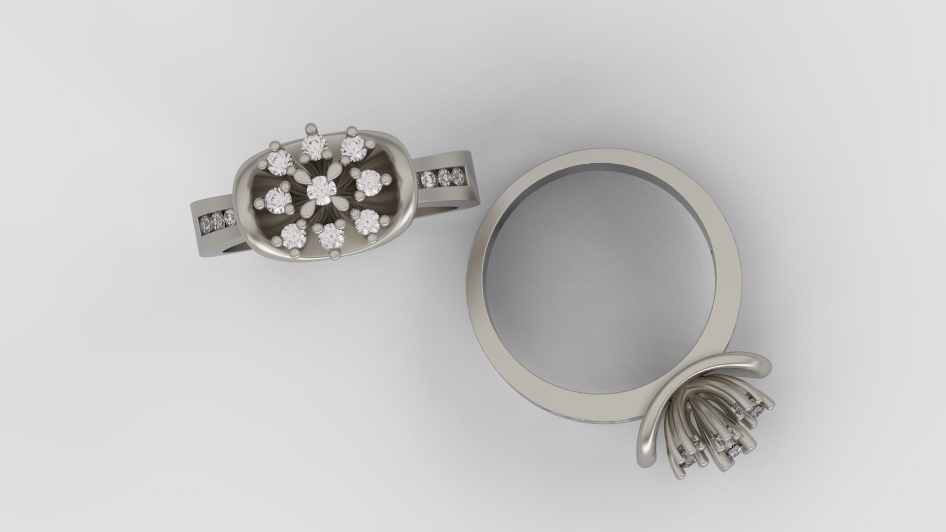 Ring and Earrings Diamond jewelry set 3d print model A80 3D print model_5