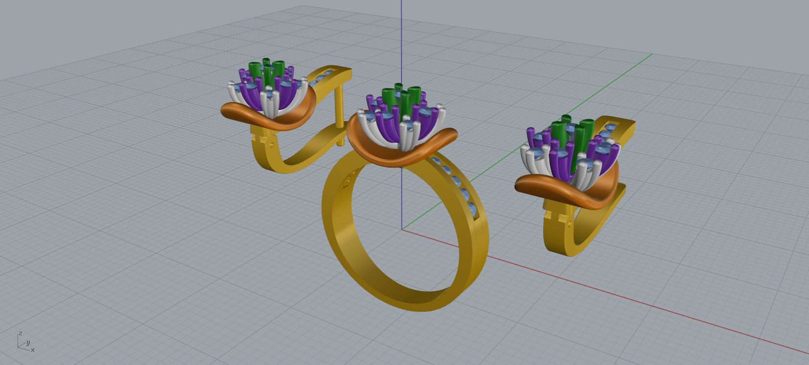 Ring and Earrings Diamond jewelry set 3d print model A80 3D print model_14