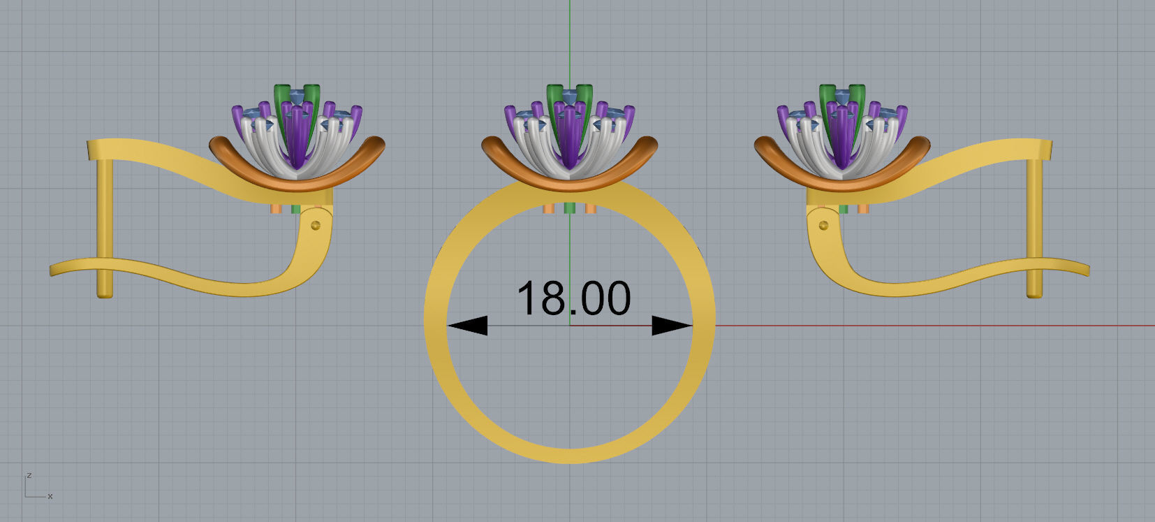 Ring and Earrings Diamond jewelry set 3d print model A80 3D print model_12