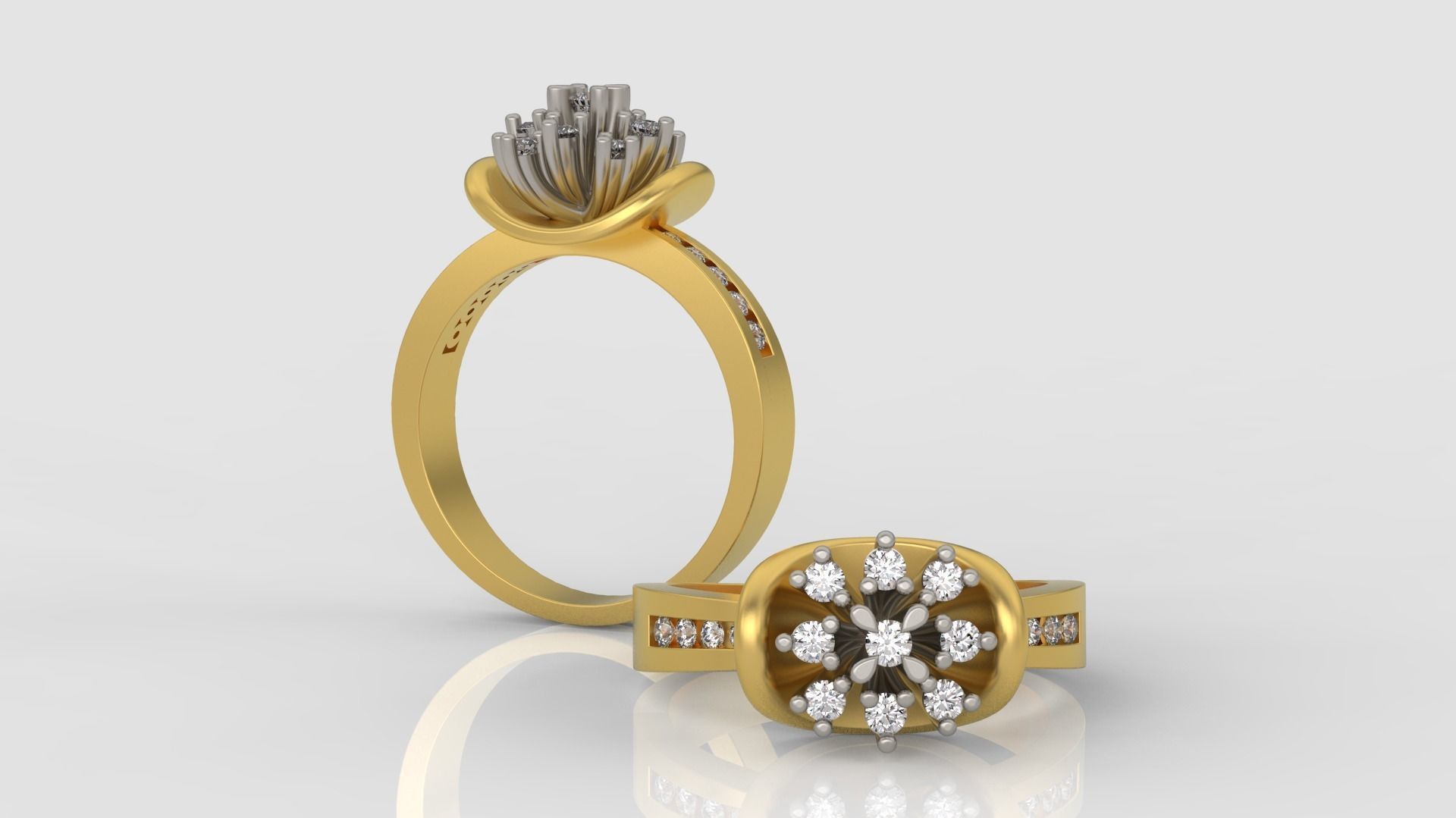 Ring and Earrings Diamond jewelry set 3d print model A80 3D print model_4