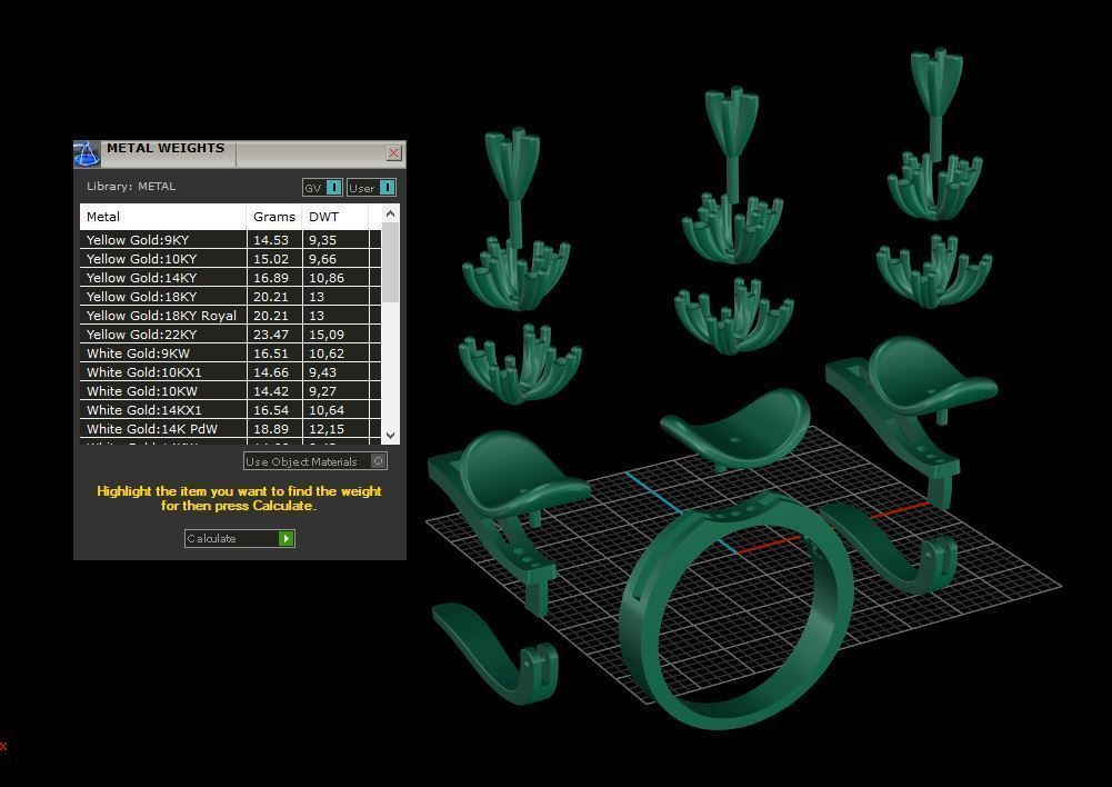 Ring and Earrings Diamond jewelry set 3d print model A80 3D print model_10