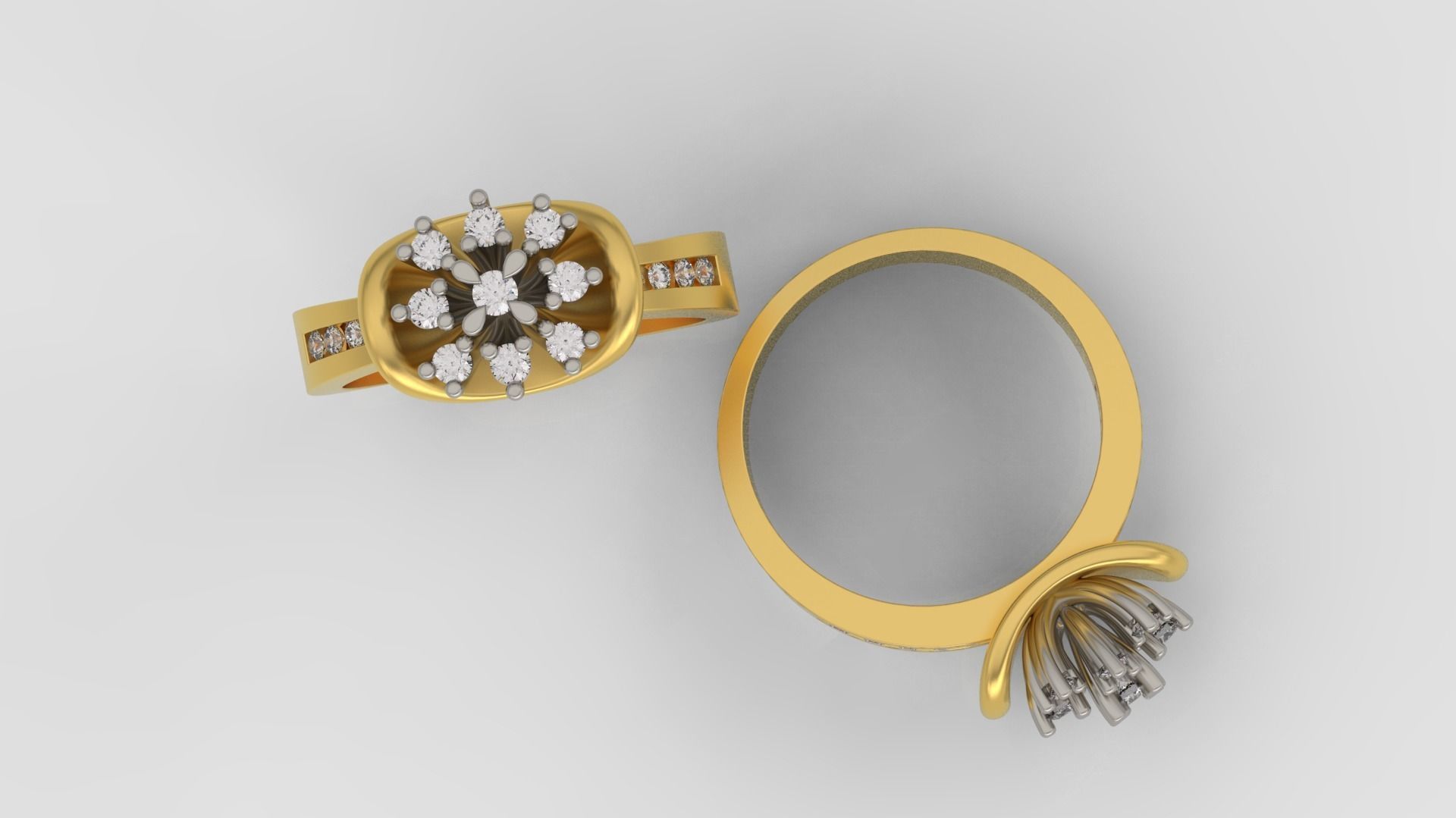 Ring and Earrings Diamond jewelry set 3d print model A80 3D print model_2