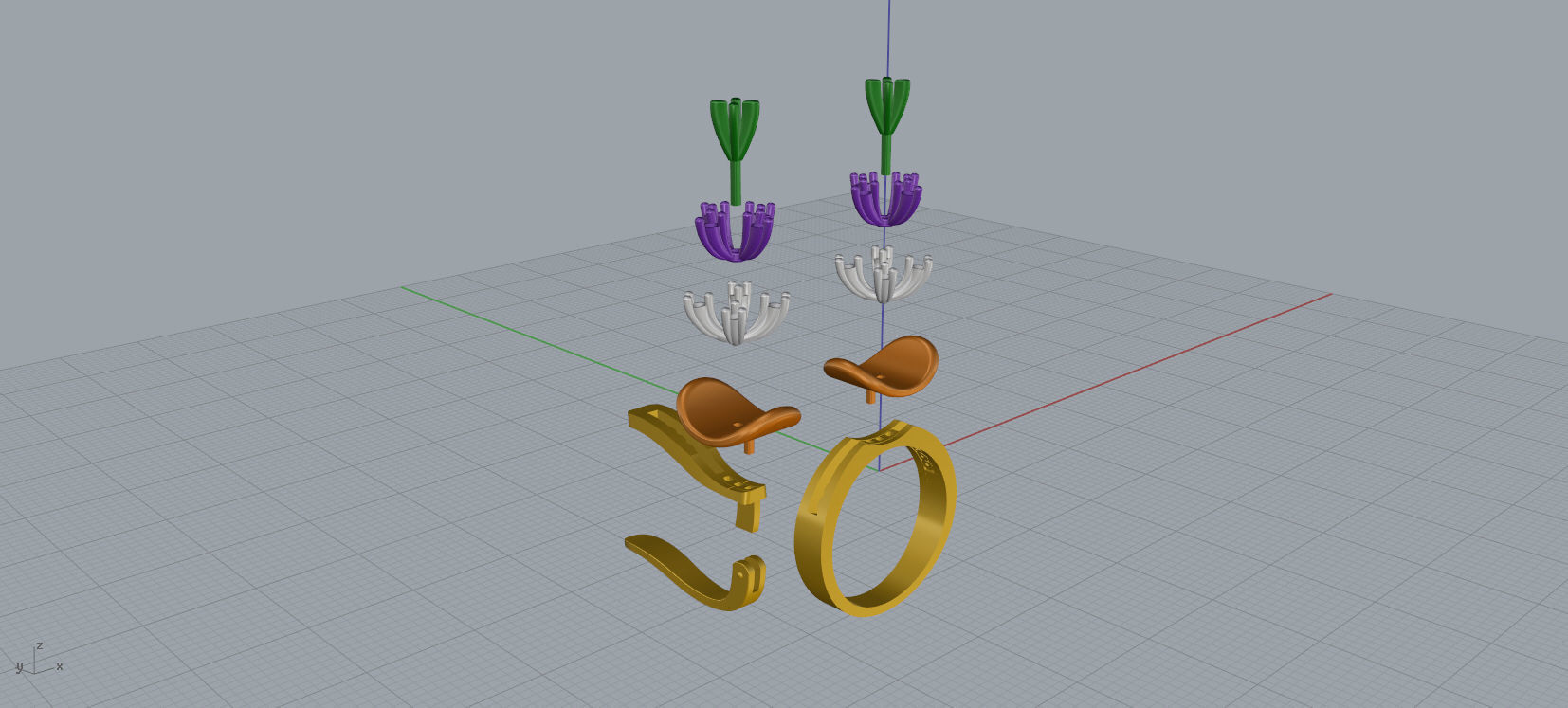 Ring and Earrings Diamond jewelry set 3d print model A80 3D print model_17