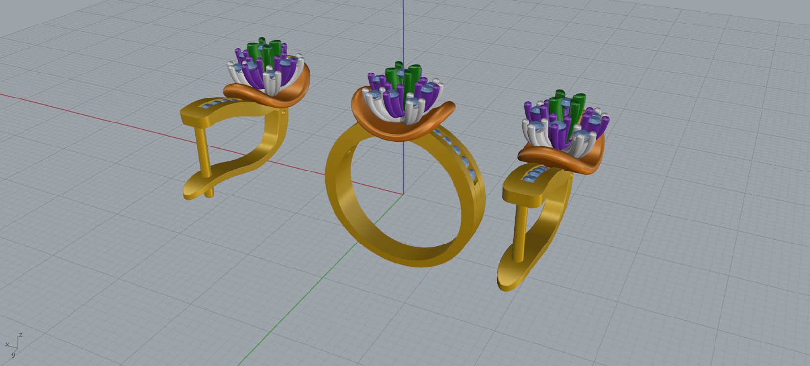 Ring and Earrings Diamond jewelry set 3d print model A80 3D print model_16