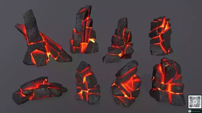 lava rocks 2 Low-poly 3D model