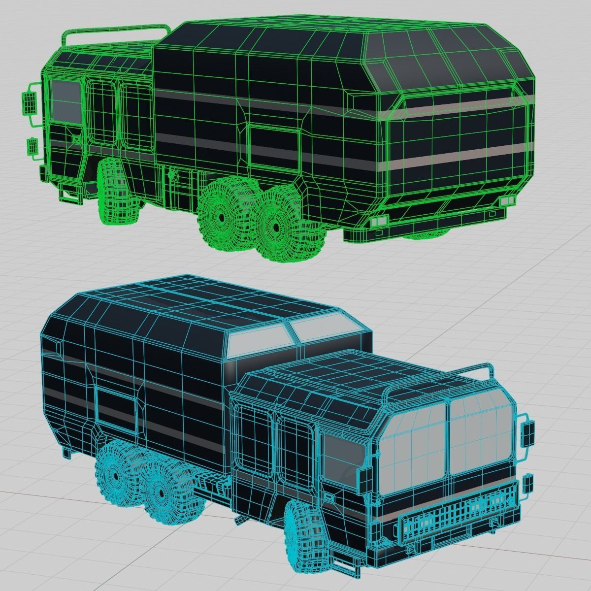 Dark Military-type Convoy Vehicle 3D model_2