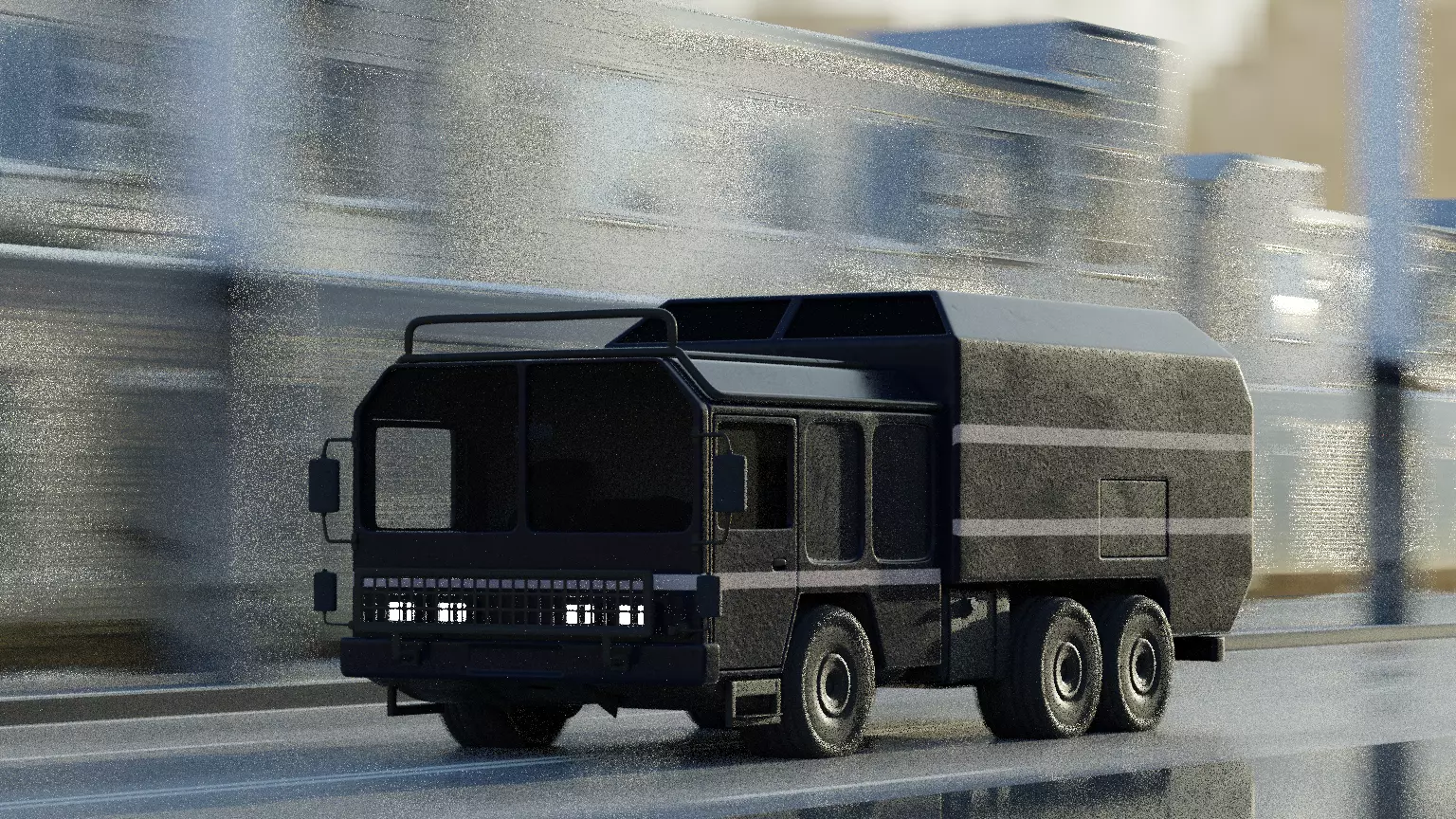 Dark Military-type Convoy Vehicle 3D model_0