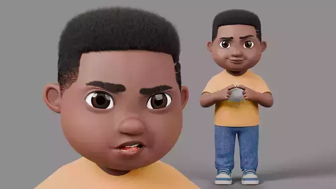 Cartoon Boy Rigged Low-poly 3D model
