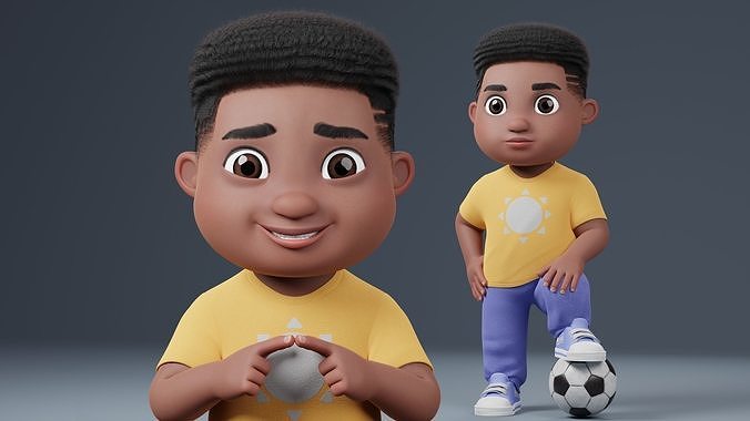 Cartoon Boy Rigged Low-poly 3D model