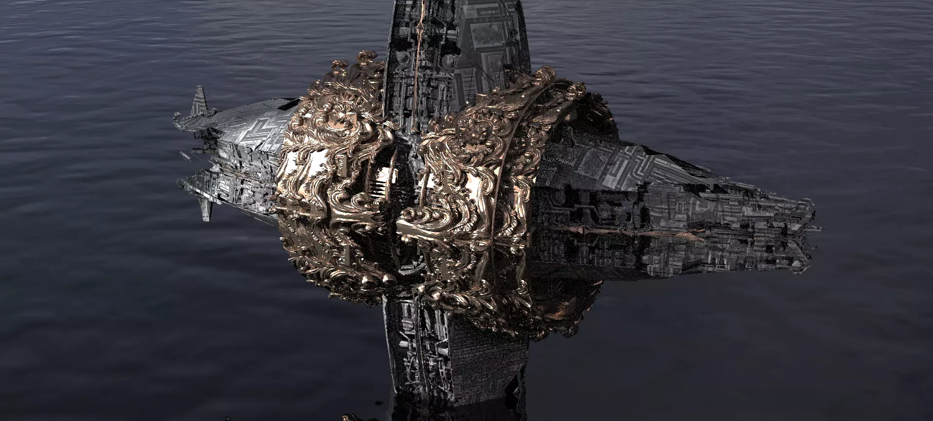 Ocean Cyberpunk Atlantis Deep city ring 4 3D model