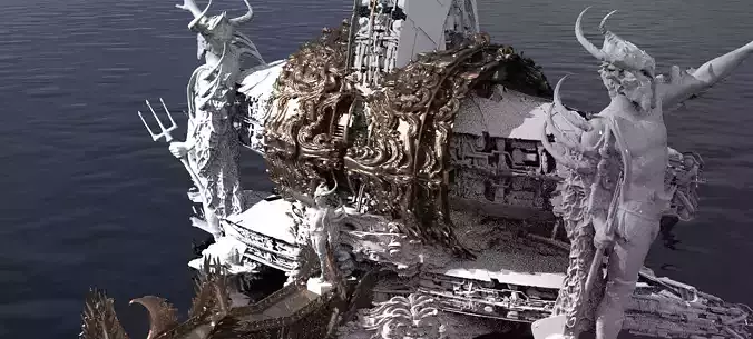 Ocean Cyberpunk Atlantis Deep city ring  Kit bash 3D model