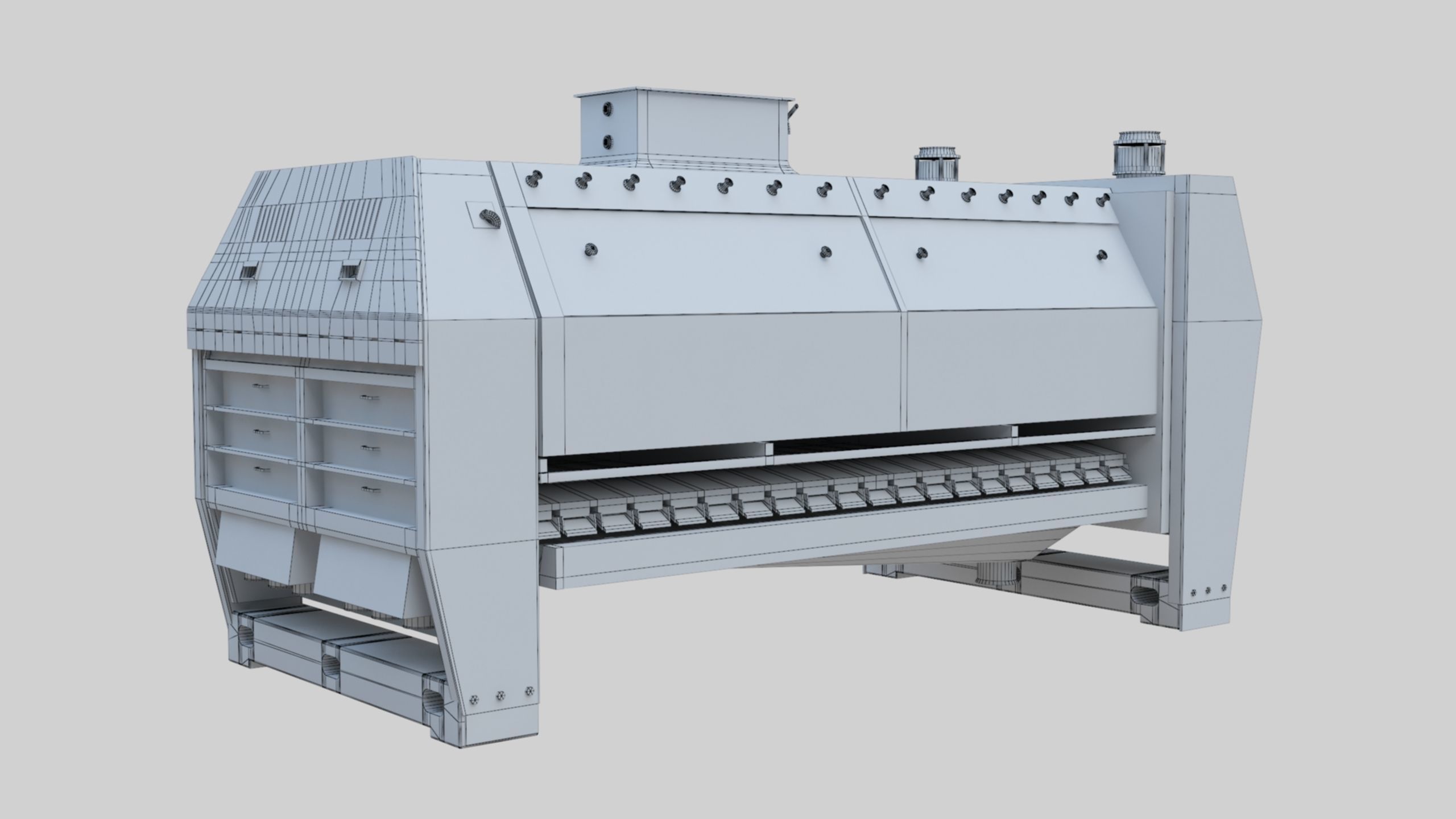 Semolina Purifier - Wheat Grain Flour Milling Machine Low-poly 3D model_19