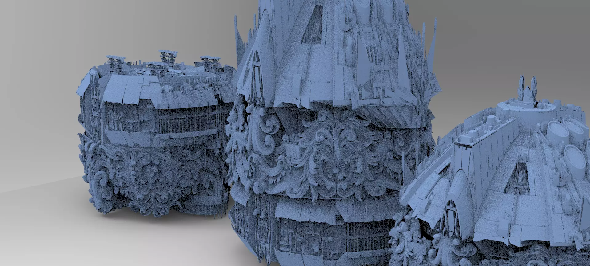 Ocean Cyberpunk Atlantis Deep city tower 3 designs 3D model