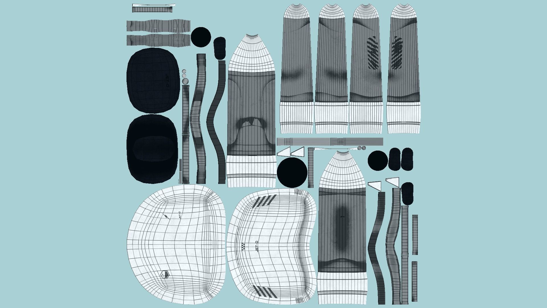 Jetpack D08 Light Steel - SciFi Character Design Low-poly 3D model_5