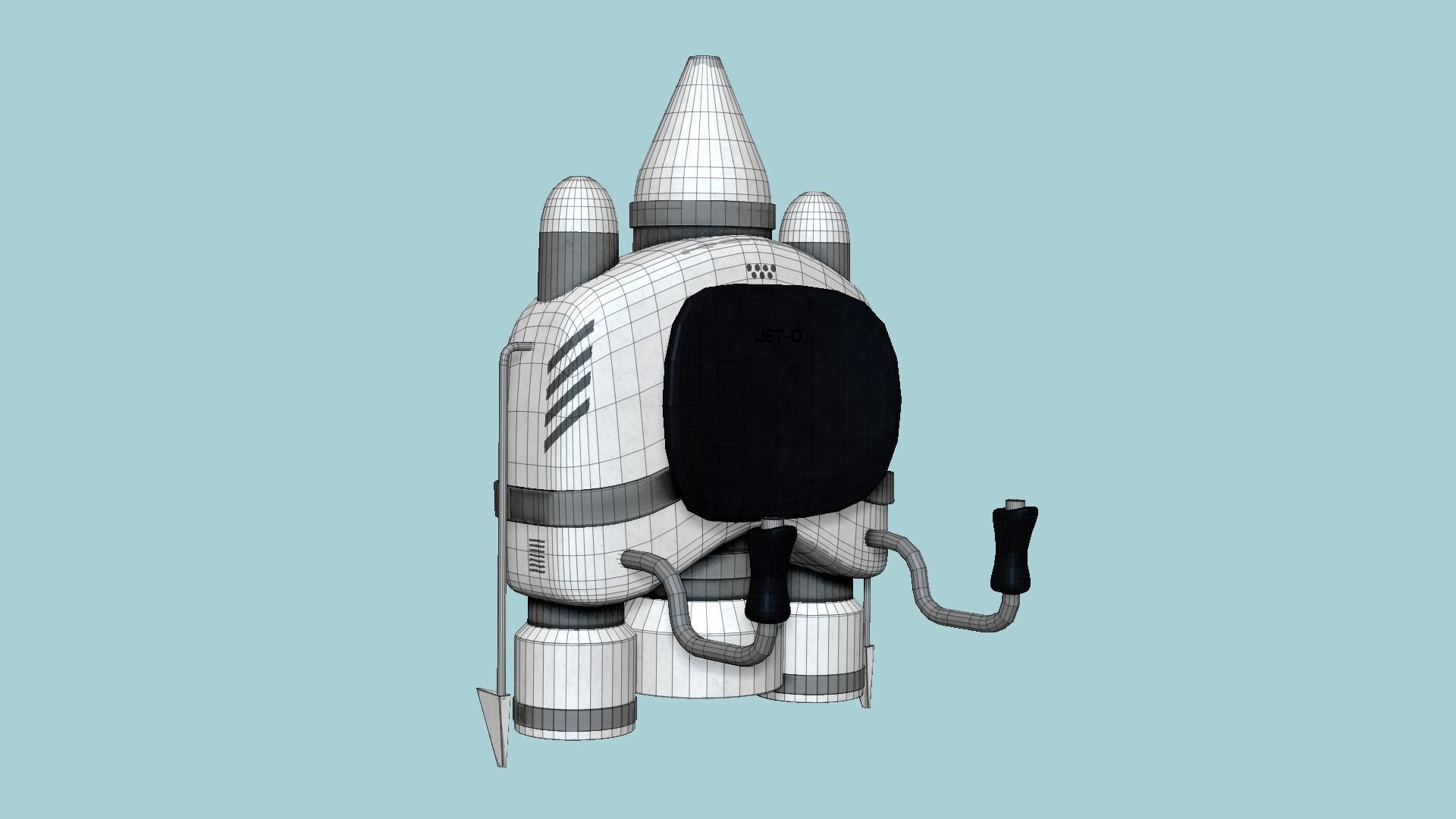 Jetpack D08 Light Steel - SciFi Character Design Low-poly 3D model_6