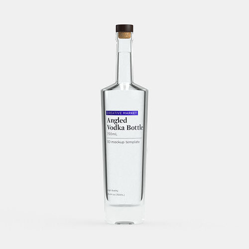 750mL Angular Glass Vodka Bottle 3D model