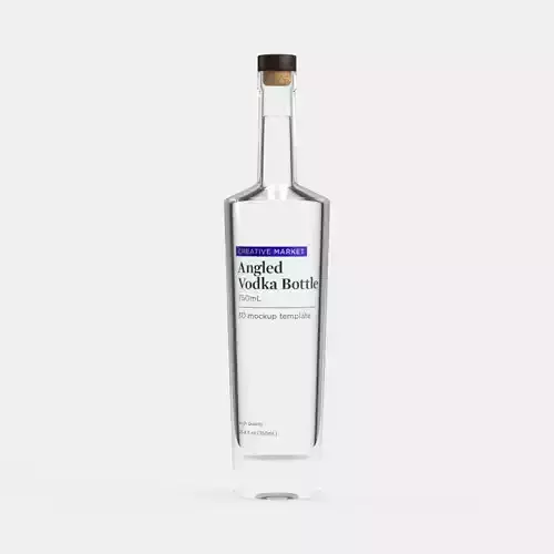 750mL Angular Glass Vodka Bottle 3D model