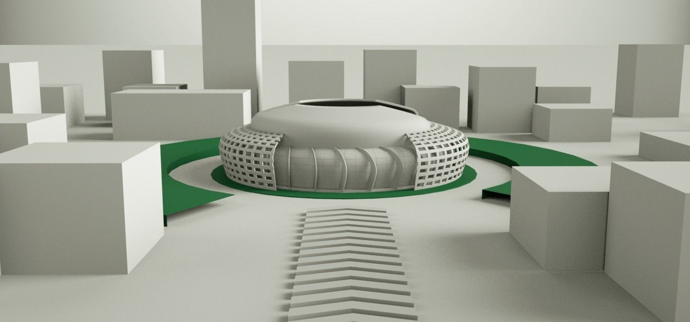 Exterior futuristic  Stadium  Low-poly 3D model_3