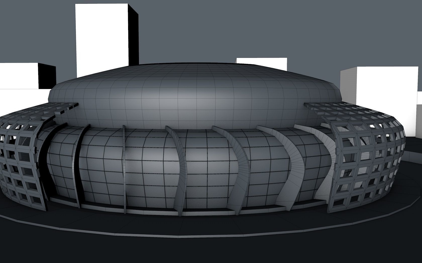 Exterior futuristic  Stadium  Low-poly 3D model_11