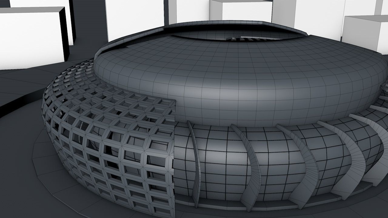 Exterior futuristic  Stadium  Low-poly 3D model_13