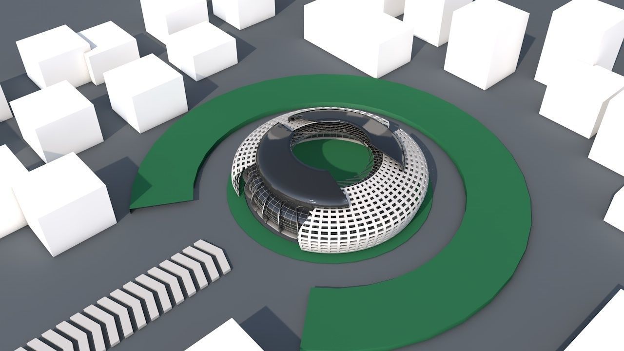 Exterior futuristic  Stadium  Low-poly 3D model_9