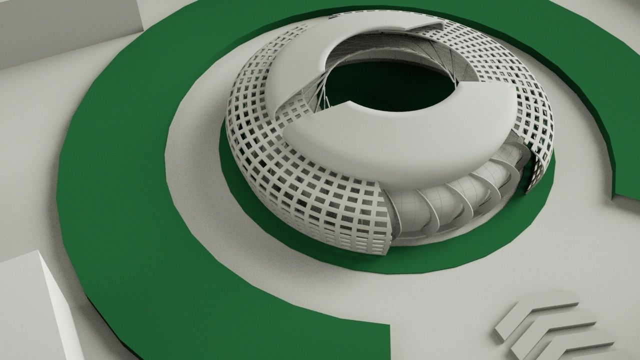 Exterior futuristic  Stadium  Low-poly 3D model_5