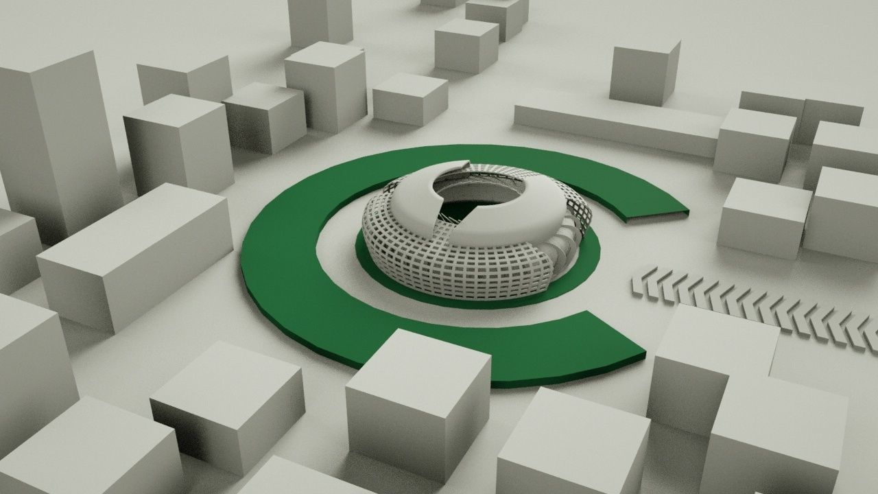 Exterior futuristic  Stadium  Low-poly 3D model_8