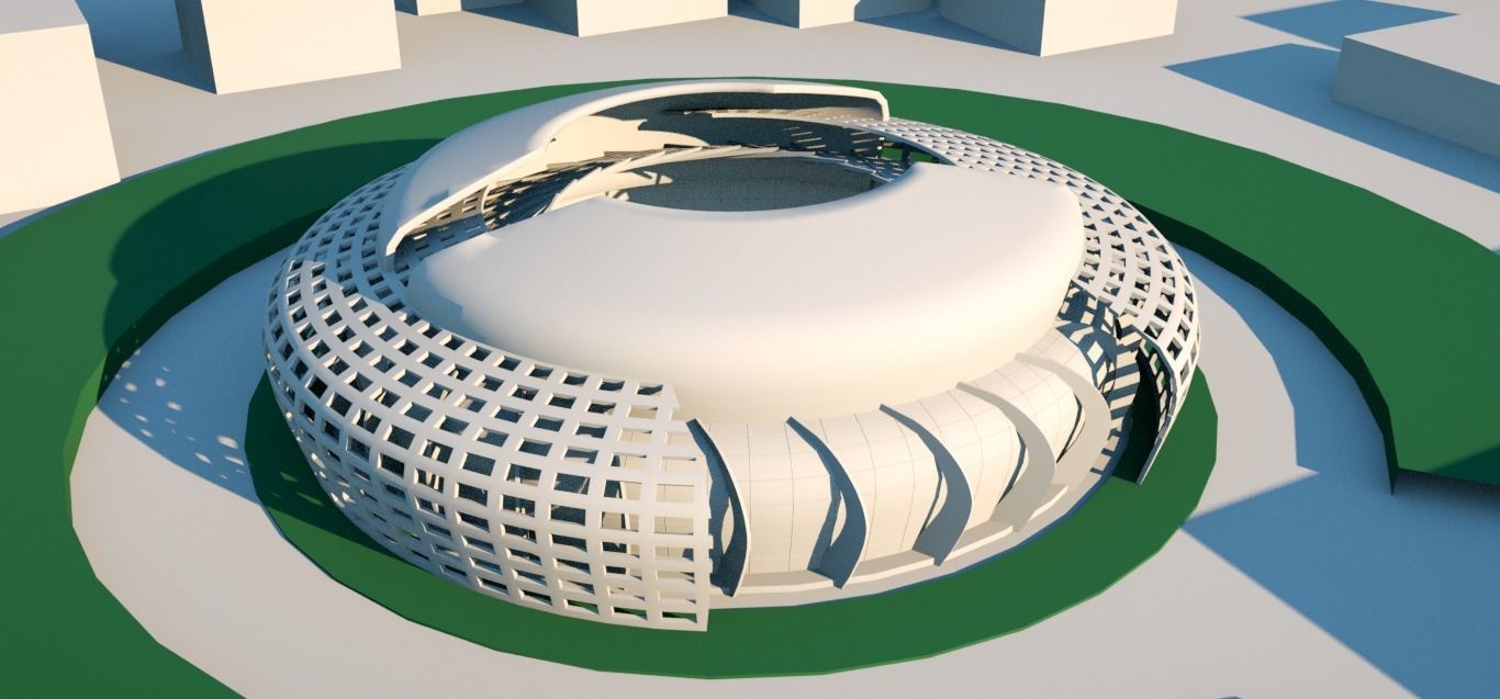 Exterior futuristic  Stadium  Low-poly 3D model_7
