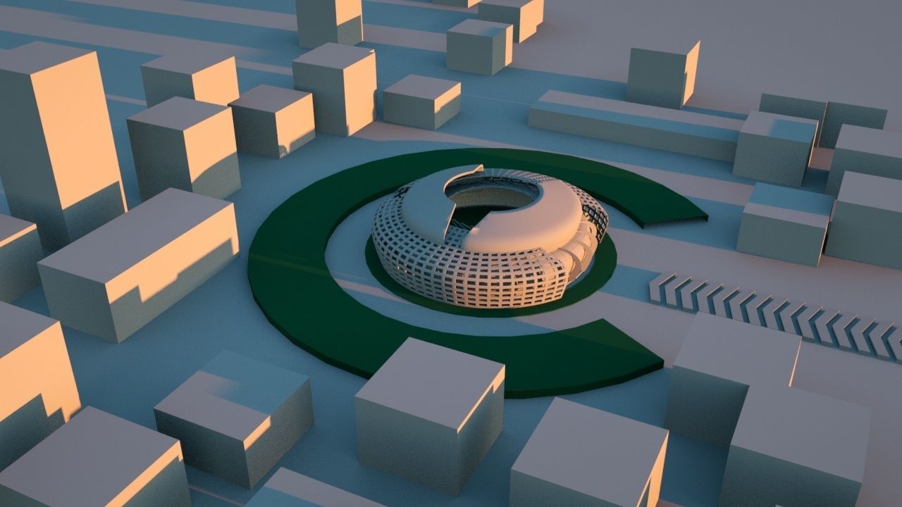 Exterior futuristic  Stadium  Low-poly 3D model_4