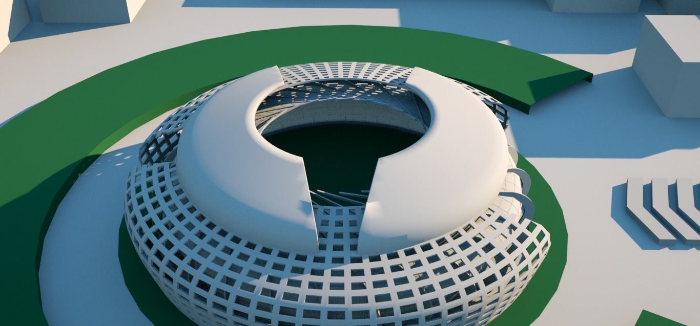 Exterior futuristic  Stadium  Low-poly 3D model_1
