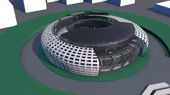 Exterior futuristic  Stadium  Low-poly 3D model