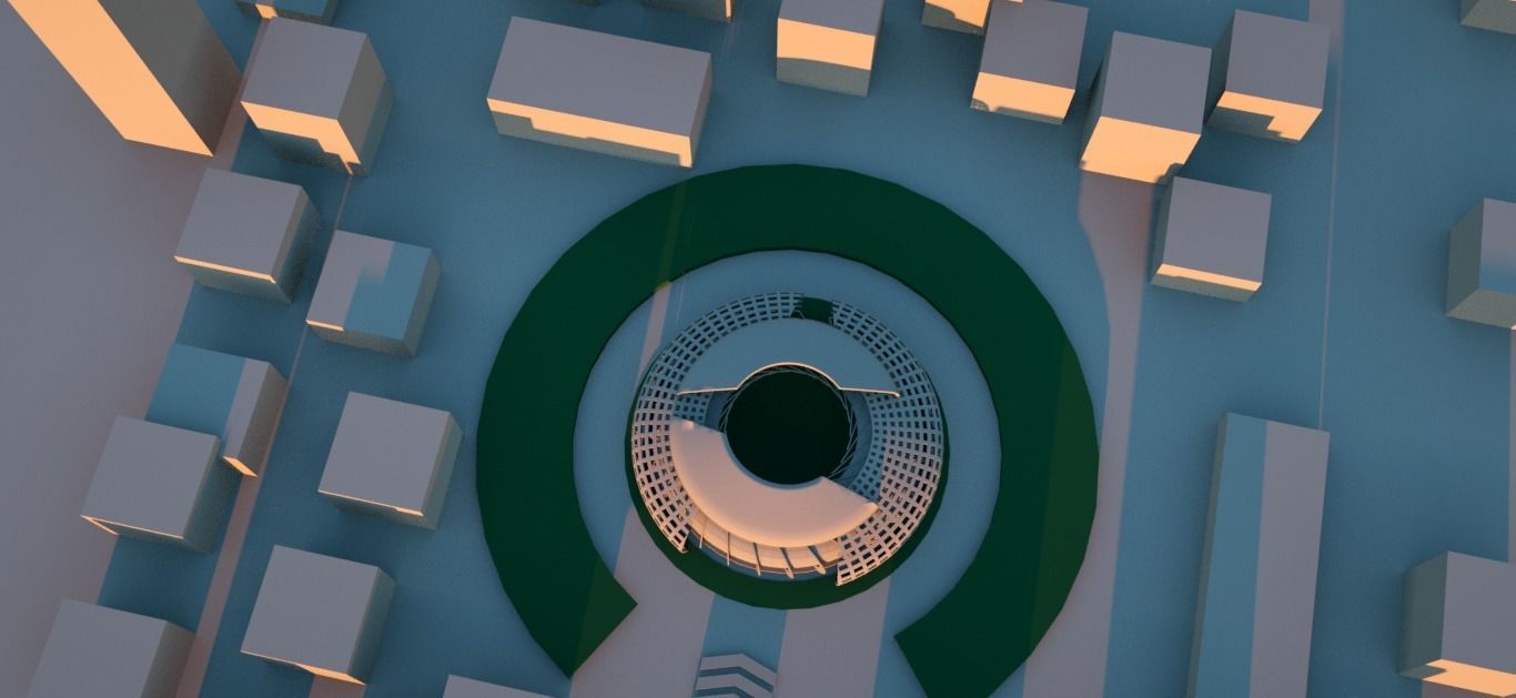 Exterior futuristic  Stadium  Low-poly 3D model_6