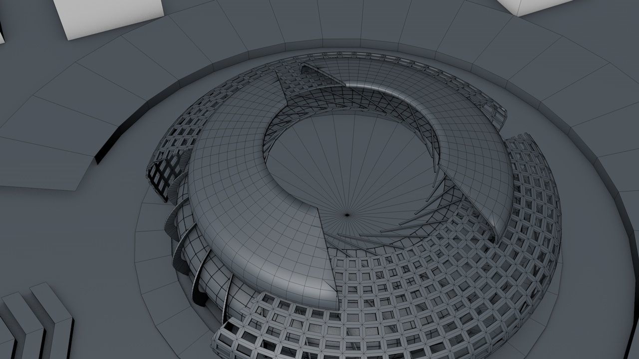 Exterior futuristic  Stadium  Low-poly 3D model_12