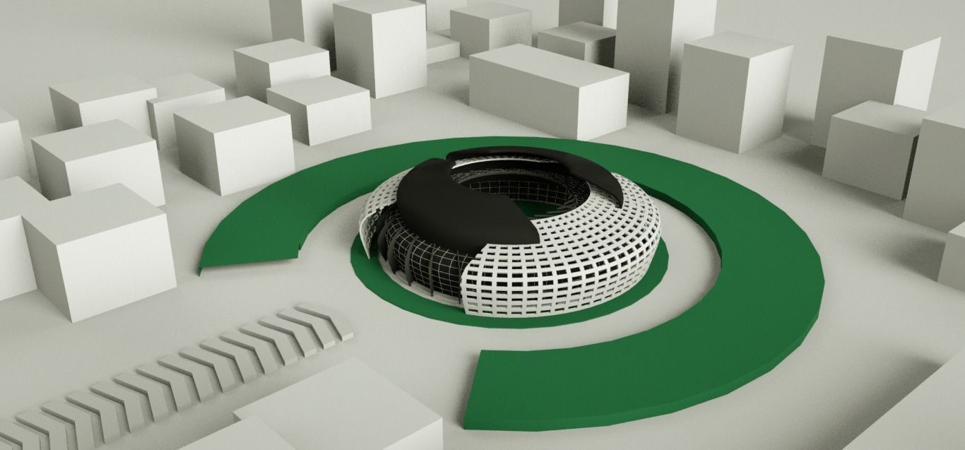 Exterior futuristic  Stadium  Low-poly 3D model_2