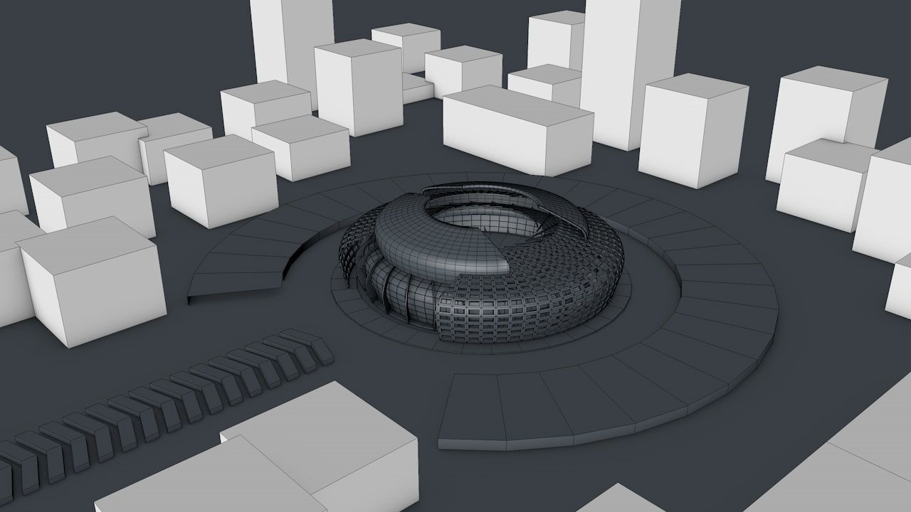 Exterior futuristic  Stadium  Low-poly 3D model_10