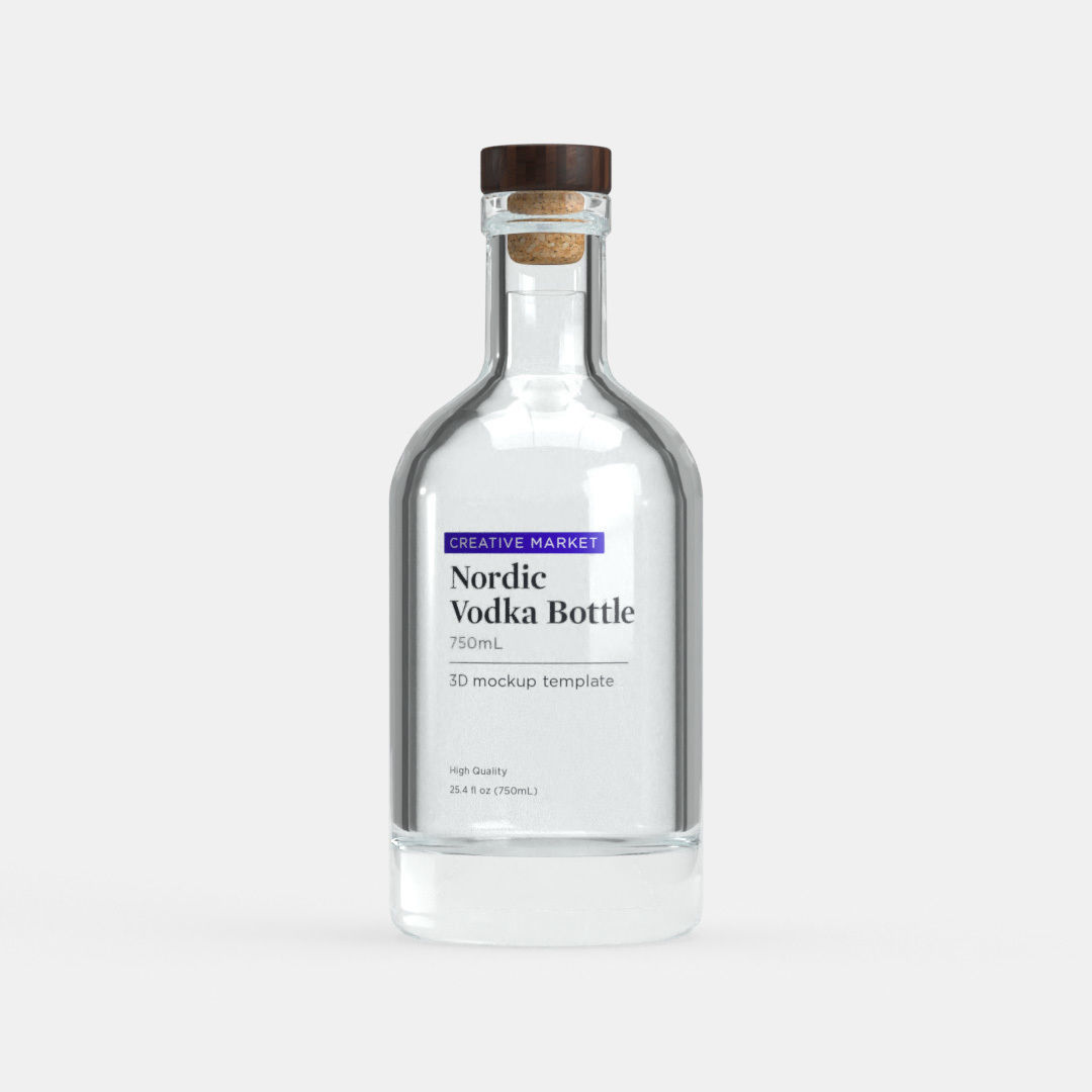 750mL Nordic Glass Vodka Bottle 3D model_1