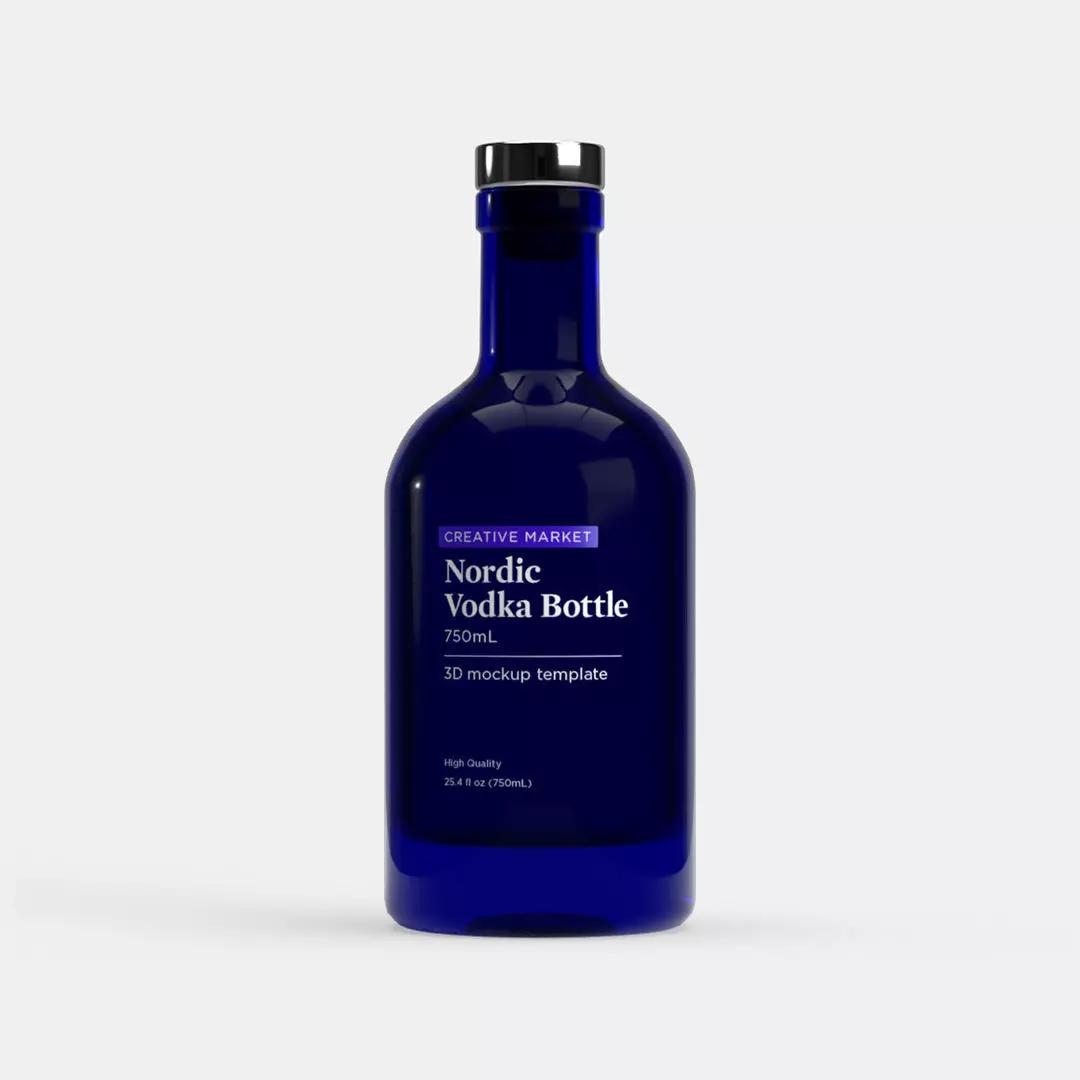 750mL Nordic Glass Vodka Bottle 3D model_0
