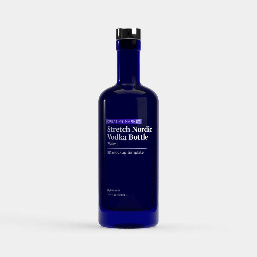 750mL Stretch Nordic Glass Vodka Bottle 3D model_1