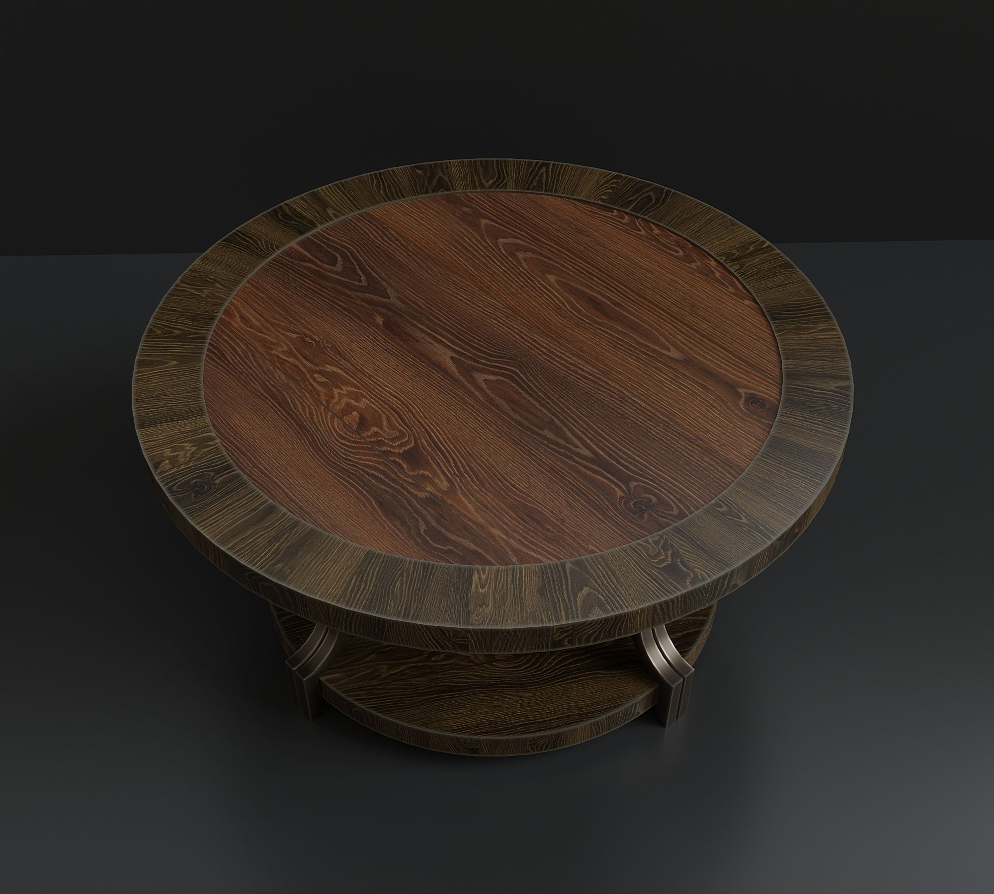 Antique wooden coffee table Low-poly 3D model_2