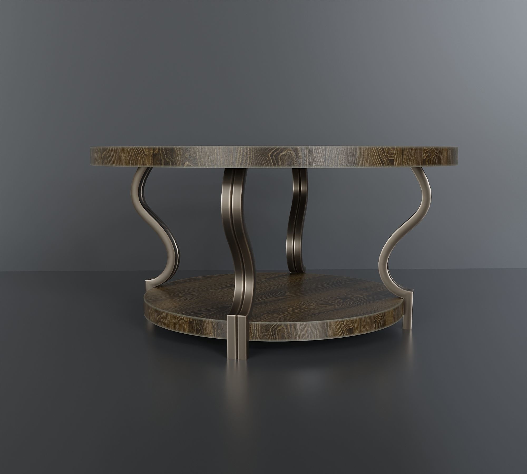 Antique wooden coffee table Low-poly 3D model_1