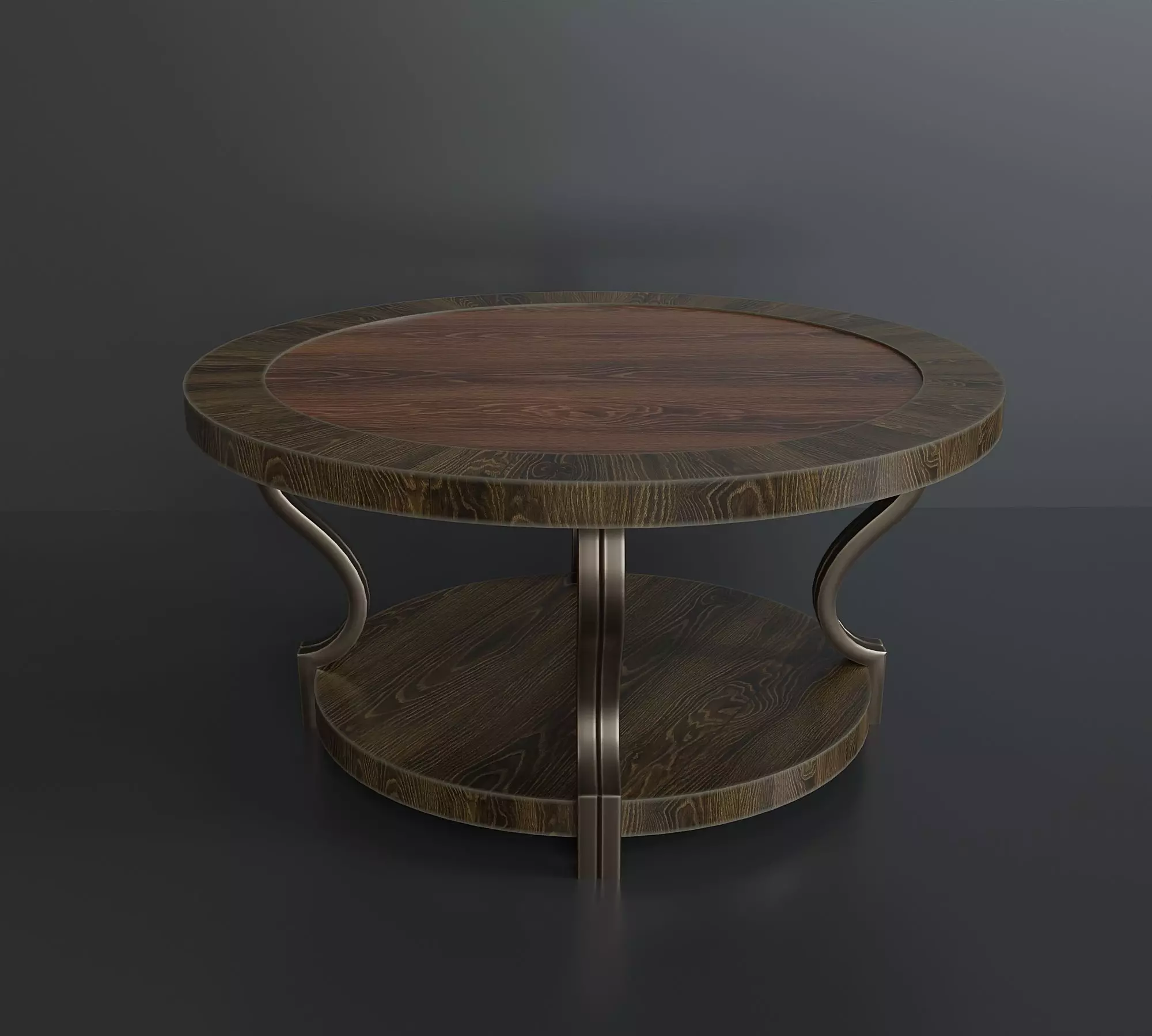 Antique wooden coffee table Low-poly 3D model_0