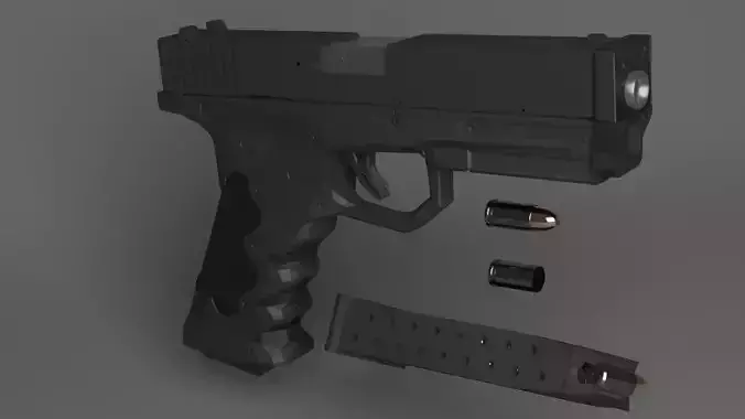 Futurist 9mm Pistol Low-poly 3D model