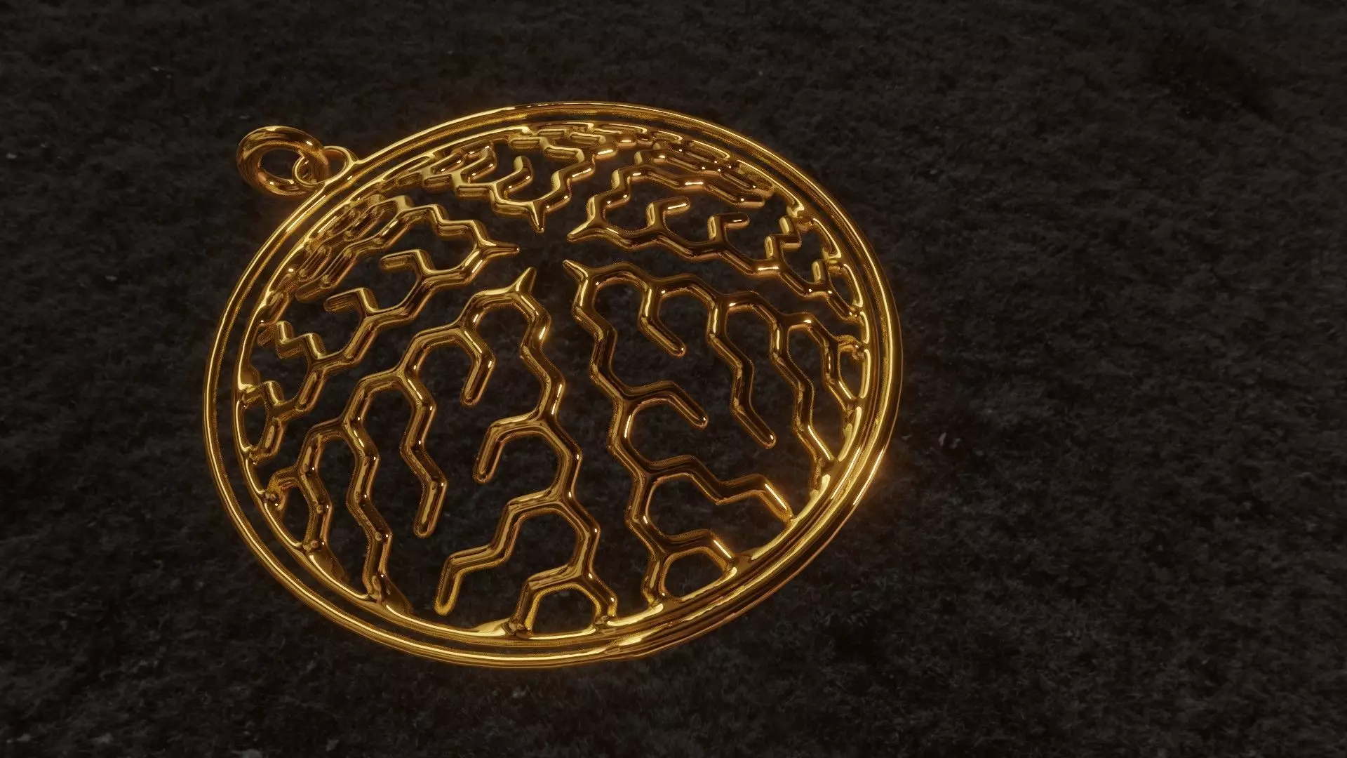 Golden Earing or Pendant 3D model 3D model_0