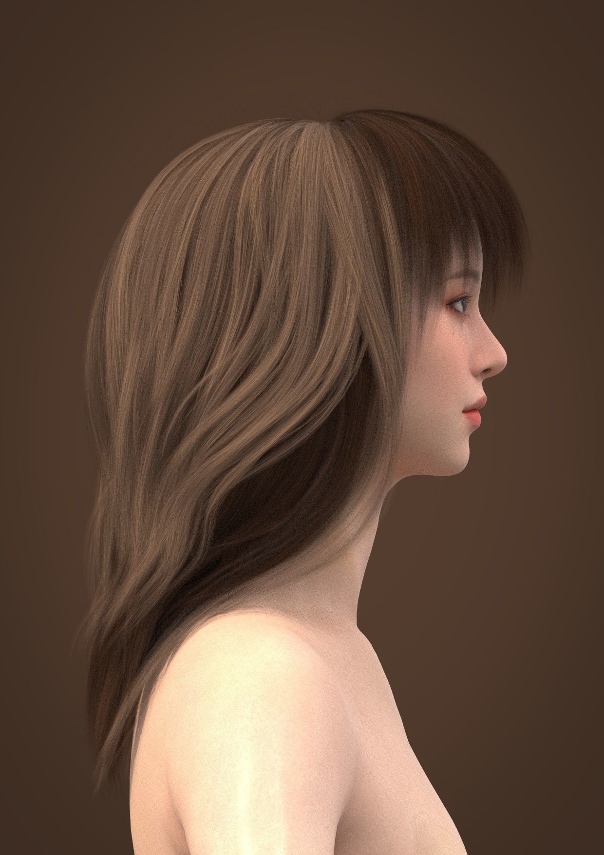 Long hair 015-FV2 for Yuna-FV2 3D model from 3DClo Software 3D model_1