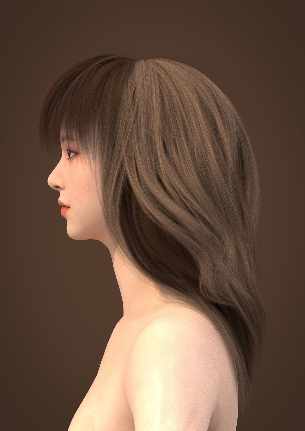 Long hair 015-FV2 for Yuna-FV2 3D model from 3DClo Software 3D model_5