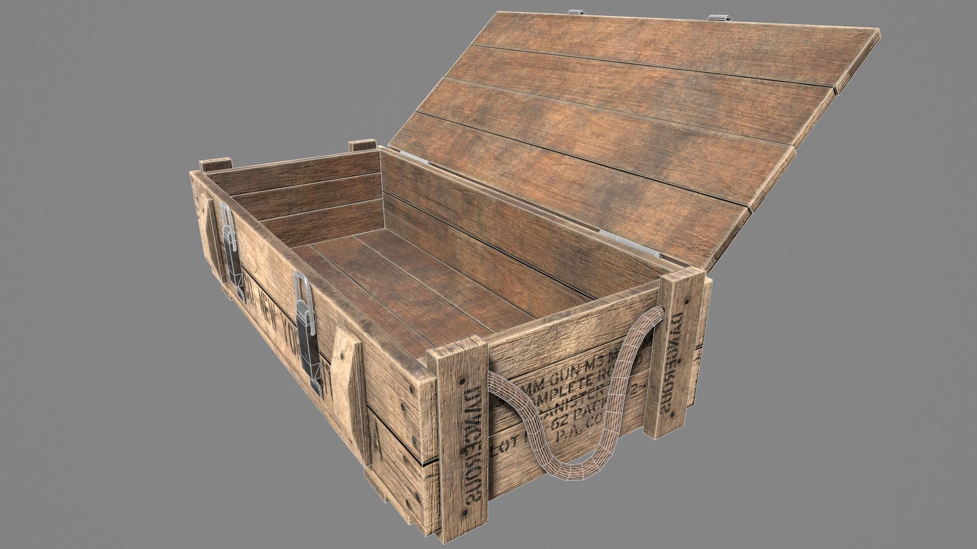 Wood Ammo Box Low-poly 3D model_25