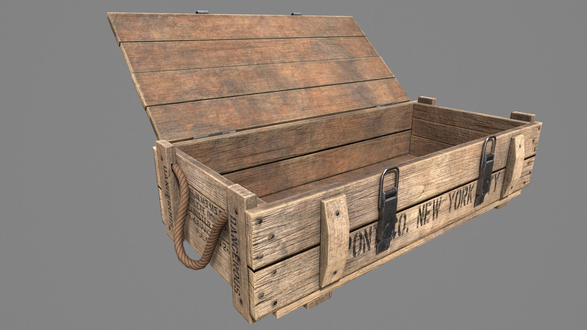 Wood Ammo Box Low-poly 3D model_9